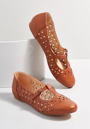 Chelsea Crew Opting for Intrigue T-Strap Flat Tan | ModCloth
