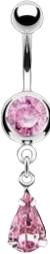pink teardrop gem belly piercing