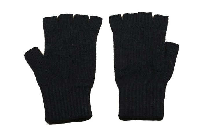 black wool fingerless gloves