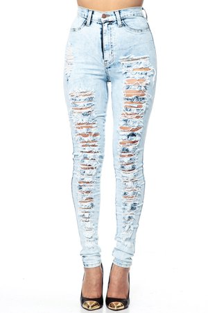 Ripped Acid-Wash Jeans