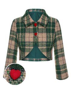 Green Plaid 1950's short Jacket