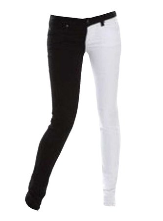 black white split leg jeans