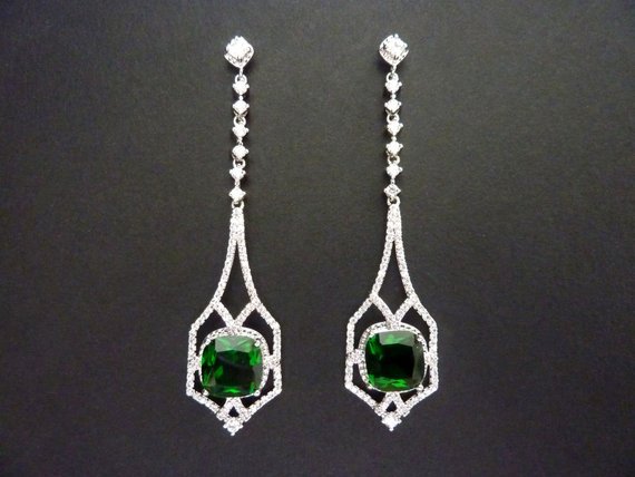 Emerald Earrings Art Deco Earrings Great Gatsby Earrings | Etsy