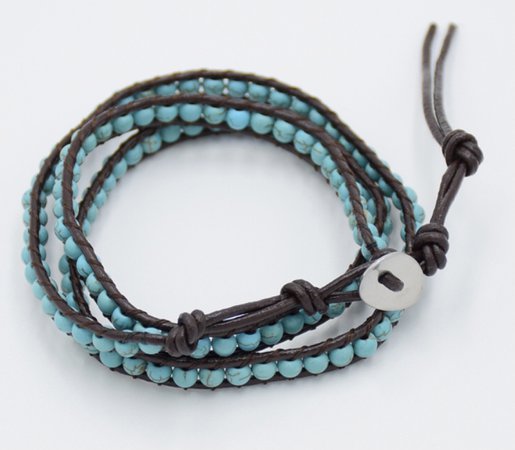 turquoise and brown wrap bracelet