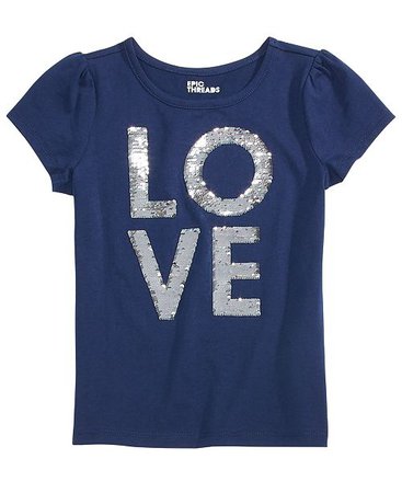 Epic Threads Little Girls Flip-Sequin Love T-Shirt, Created for Macy's & Reviews - Shirts & Tees - Kids - Macy's