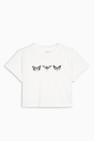 White Butterfly Crop T-Shirt | Topshop