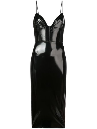 Black Alex Perry Hunter Vinyl Midi Dress | Farfetch.com