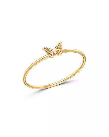 Zoë Chicco 14K Yellow Gold Itty Bitty Butterfly Ring | Bloomingdale's