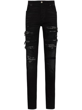 AMIRI bandana-layer Skinny Jeans - Farfetch