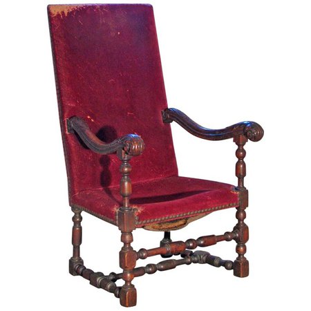 French Baroque 17th Century Louis XIV Walnut Armchair For Sale at 1stdibs