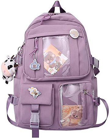 Amazon.com: JQWSVE Kawaii Backpack, Cute Aesthetic Backpack with Kawaii Pin and Accessories, Large Cute Japanese Backpack for Girls: Clothing, Shoes & Jewelry