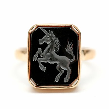 14k Unicorn Intaglio Ring | Etsy