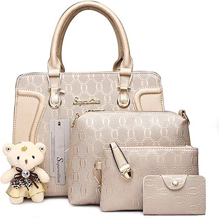 Amazon.com: Soperwillton Women's Fashion Handbags Tote Bags Shoulder Bag Top Handle Satchel Purse Set 4pcs : Clothing, Shoes & Jewelry