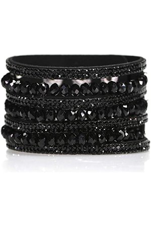 Amazon.com: D EXCEED Women's Black Statement Bracelet Lace Filigree Cuff Bracelet Rhinestone Stretch Bangle Bracelet for Ladies 7": Clothing