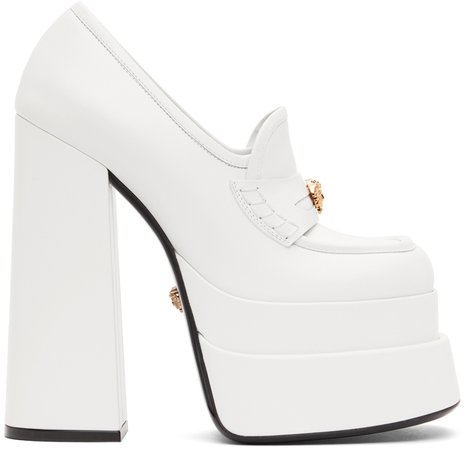 Versace White Intrico Platform Heels | ModeSens