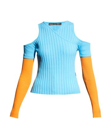 Andersson Bell Abbey Crossover Cutout Knit Top | Neiman Marcus