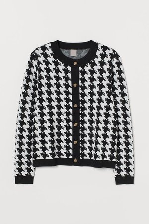 Knit Cardigan - Black/houndstooth-patterned - Ladies | H&M US