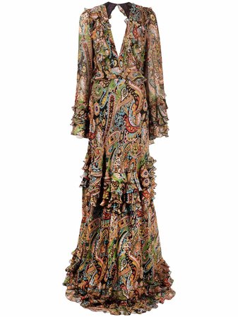 ETRO paisley-print ruffle-detail Dress - Farfetch