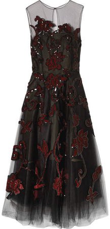 Embellished Tulle Gown - Black