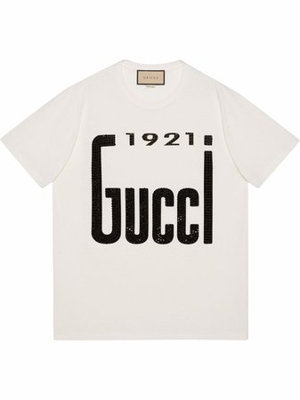 Shop Gucci '1921 Gucci' print T-shirt with Express Delivery - FARFETCH