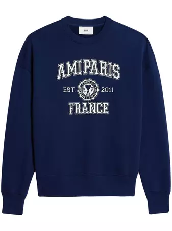 AMI Paris logo-embroidered Cotton Sweatshirt - Farfetch