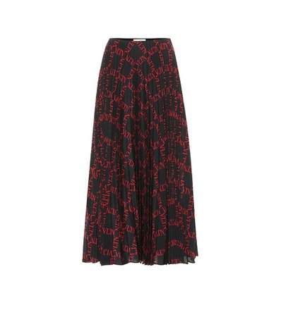 Valentino - Printed pleated silk midi skirt | Mytheresa