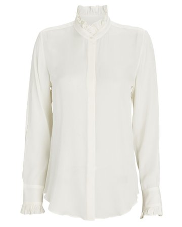 Nili Lotan Aleia Ruffled Silk Button-Down Shirt | INTERMIX®