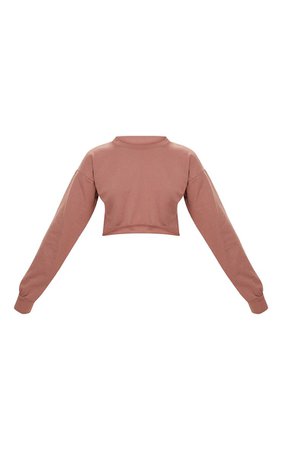 Mauve Cut Off Crop Longsleeve Sweater | PrettyLittleThing USA