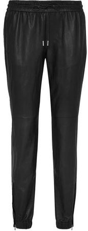 Tapered Leather Pants - Black