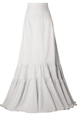 CALVIN KLEIN 205W39NYC | Tiered striped silk and cotton-blend maxi skirt | NET-A-PORTER.COM