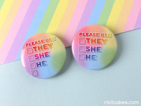 Pronoun Checkbox Rainbow Button They / She / He / Free Space | Etsy