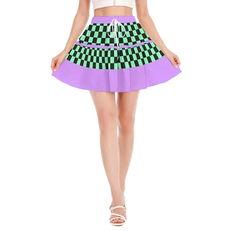 Lavender Minty Checker Ruffle Mini Skirt! Womens Cute CLown Costume Cl – yesdoubleyes