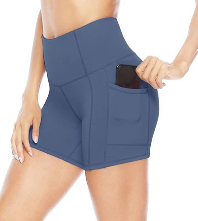 Amazon.com: Persit Yoga Shorts for Women with Pockets High Wasited Running Athletic Biker Workout Shorts Tight Fitness Gym Shorts Yoga Pants - Blue - XXL: Clothing