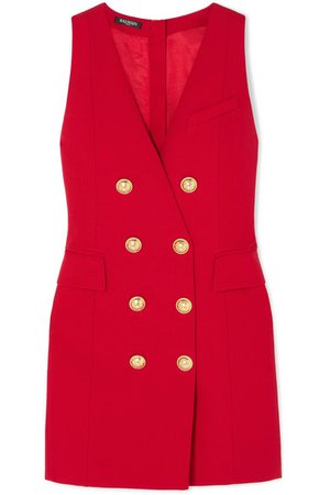 Balmain Button-embellished wool-twill mini dress