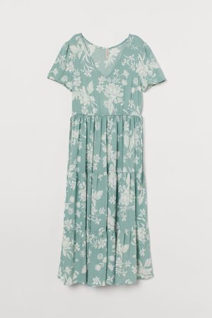 V-neck Dress - Mint green/floral - Ladies | H&M US