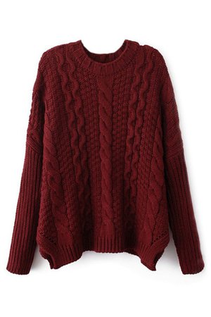 sweater, red, burgundy, cute, cute sweater, knit, tumblr, pretty, beautiful, burgundy sweater - Wheretoget
