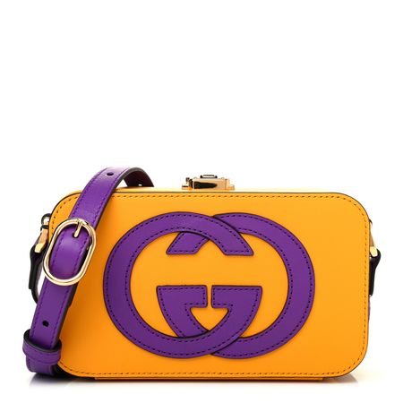 GUCCI Vitello Eclipse Mini Interlocking G Shoulder Bag Yellow Tangerine 821539 | FASHIONPHILE