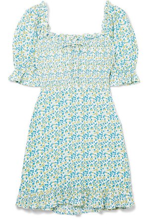 Faithfull The Brand | Donna shirred floral-print crepe mini dress | NET-A-PORTER.COM