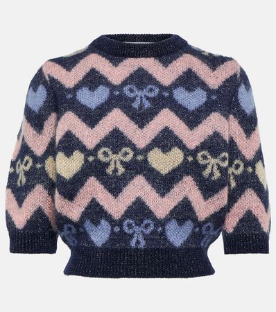Jacquard Wool Blend Sweater in Blue - Alessandra Rich | Mytheresa