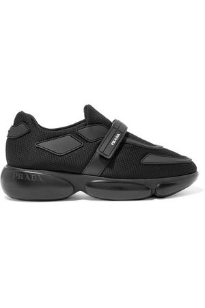 Prada | Cloudbust Allacciate logo-embossed rubber and leather-trimmed mesh sneakers | NET-A-PORTER.COM
