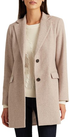 Herringbone Blazer Wool Blend Coat