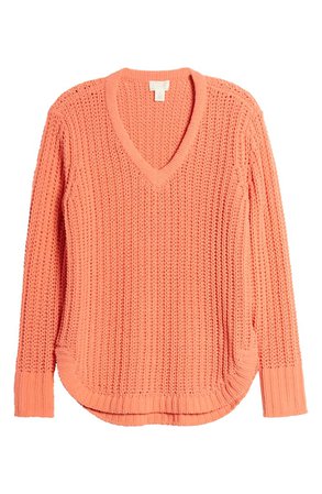 Caslon® Chenille V-Neck Sweater (Regular & Petite) | Nordstrom