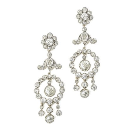 A pair of diamond drop earrings - Bentley & Skinner (Bond Street Jewellers)