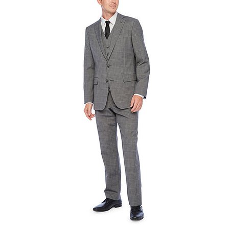 Stafford Super Suit Gray Plaid Classic Fit Suit Separates, Color: Gray Plaid - JCPenney