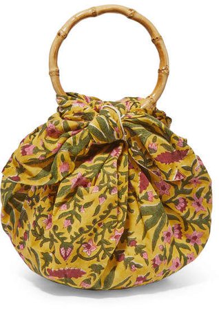 Emily Levine - Dumpling Knotted Floral-print Cotton-voile Tote - Yellow