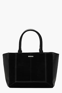 Mixed Texture Winged Structured Tote Bag