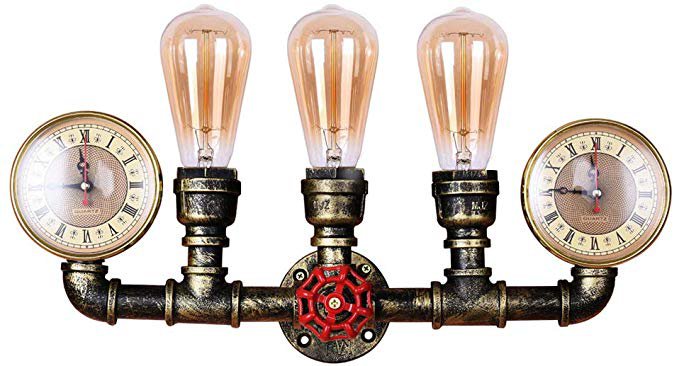 Lingkai Industrial Water Pipe Wall Sconce 3-Light Steampunk Lighting Wall Light Fixture Vintage Wall Lamp in Antique Bronze Finish, Wall Lamps & Sconces - Amazon Canada