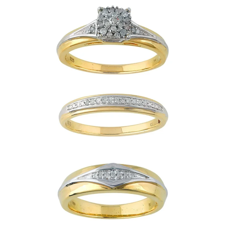 wedding ring set man and woman Walmart gold silver diamond