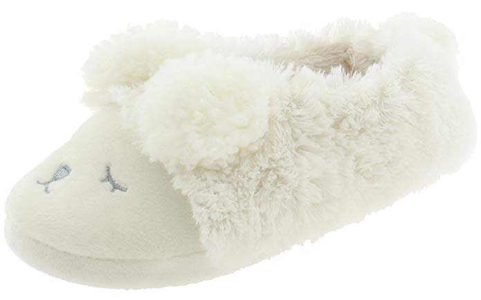 Amazon.com | Capelli New York Ladies Sleeping Lamb Faux Fur Moccasin | Slippers