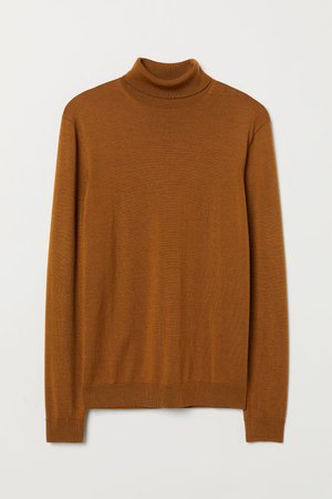 Пуловер от мериносова вълна - Ръждивокафяв - МЪЖЕ | H&M BG